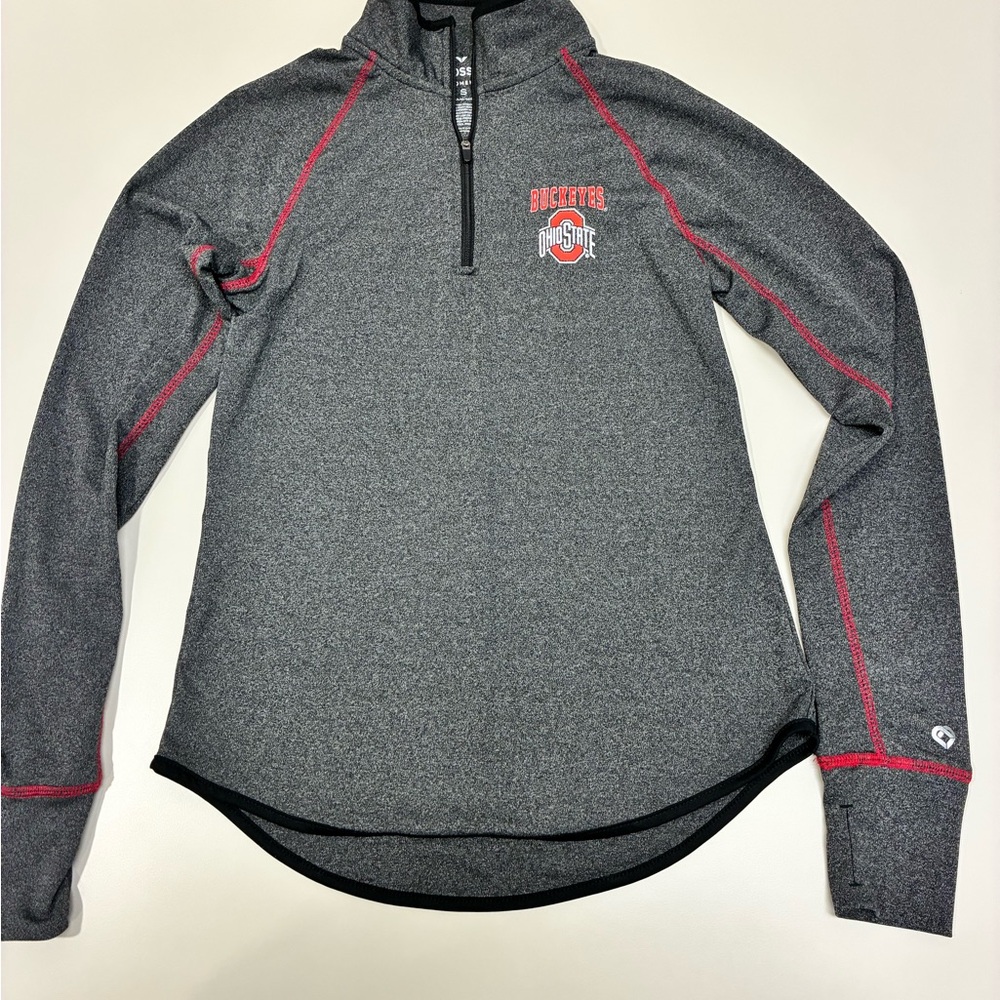 Ohio State Women's Gray and Red Quarter-Zip Jersey